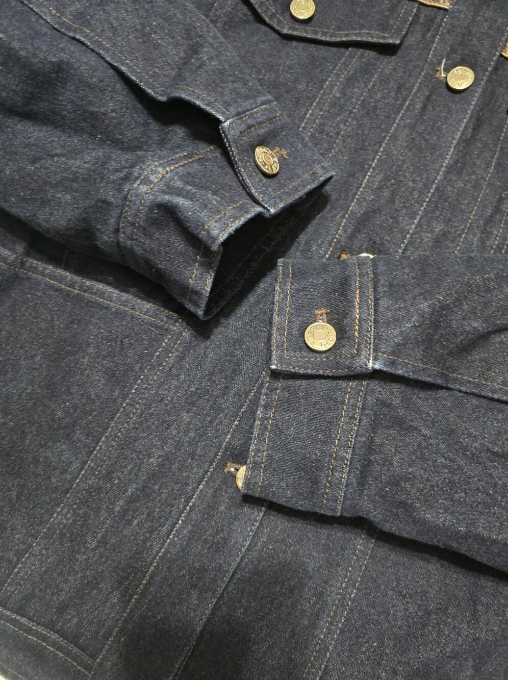 Sandro Raphael Denim Jacket With Leather Detail Long Sleeve Front Button Size L - Picture 6 of 16